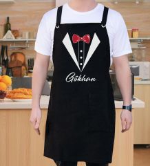 BK Gift Kişiye Özel İsimli Chef Tasarımlı Profesyonel Siyah Mutfak Önlüğü, Aşçı Önlüğü, Şef Önlüğü, Arkadaşa Hediye-9
