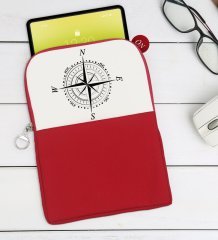 BK Gift Pusula Tasarımlı Taşınabilir Koruyucu Tablet Kılıfı & Organizer Çanta - Kırmızı-2