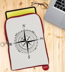 BK Gift Pusula Tasarımlı Taşınabilir Koruyucu Tablet Kılıfı & Organizer Çanta - Kırmızı-2