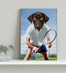 Evcil Dostlara Özel Tenis Oyuncusu Tasarımlı Portre Kanvas Tablo 30x50cm-3