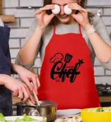 Kişiye Özel Master Chef Kırmızı Mutfak Önlüğü - 3