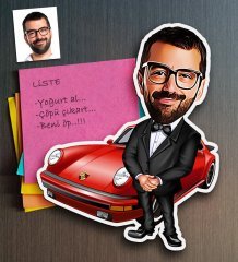Kişiye Özel Bay Patron Karikatürlü Ahşap Magnet-1