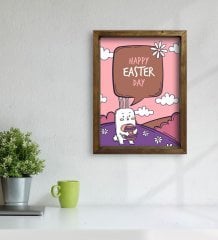 BK Gift Paskalya Bayramı Doğal Masif Ahşap Çerçeveli Tablo 30x40cm-7