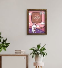 BK Gift Paskalya Bayramı Doğal Masif Ahşap Çerçeveli Tablo 30x40cm-7