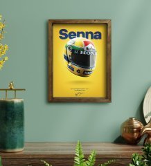 BK Gift F1 Senna Tasarımlı Doğal Masif Ahşap Çerçeveli Tablo 45x65cm-1