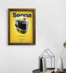 BK Gift F1 Senna Tasarımlı Doğal Masif Ahşap Çerçeveli Tablo 45x65cm-1