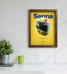 BK Gift F1 Senna Tasarımlı Doğal Masif Ahşap Çerçeveli Tablo 45x65cm-1