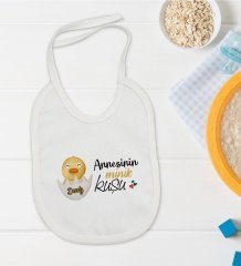BK Kids Kişiye Özel Annesinin Minik Kuşu Tasarımlı Bebek Mama Önlüğü - Model 1