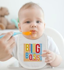 BK Kids Big Boss Tasarımlı Bebek Body Zıbın ve Mama Önlüğü Hediye Seti - Model 1