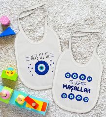 BK Kids Maşallah Tasarımlı 2’li Beyaz Mama Önlüğü-1