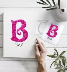 Kişiye Özel Harf Tasarımlı Beyaz Defter ve Kupa Hediye Seti-32