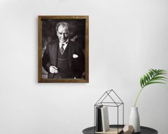 BK Home Atatürk Tasarımlı Doğal Masif Ahşap Çerçeveli Tablo-22