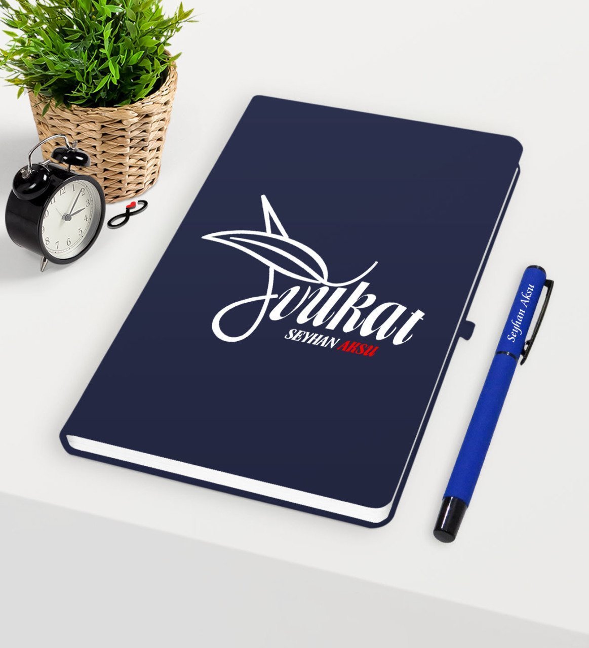 Kişiye Özel Avukat Temalı Lacivert Defter Kalem Seti - 9