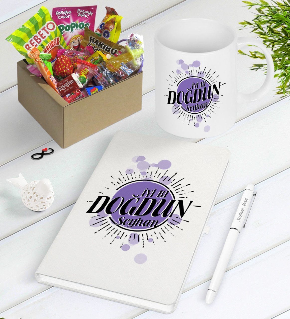Kişiye Özel İyi ki Doğdun Nostaljik Lezzetler Defter Kalem Kupa Seti-6