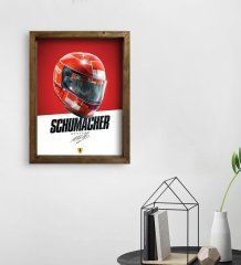 BK Gift F1 Schumacher Tasarımlı Doğal Masif Ahşap Çerçeveli Tablo 45x65cm-1