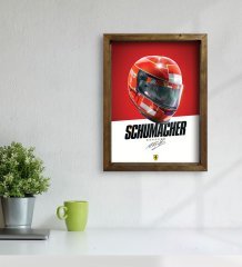 BK Gift F1 Schumacher Tasarımlı Doğal Masif Ahşap Çerçeveli Tablo 45x65cm-1