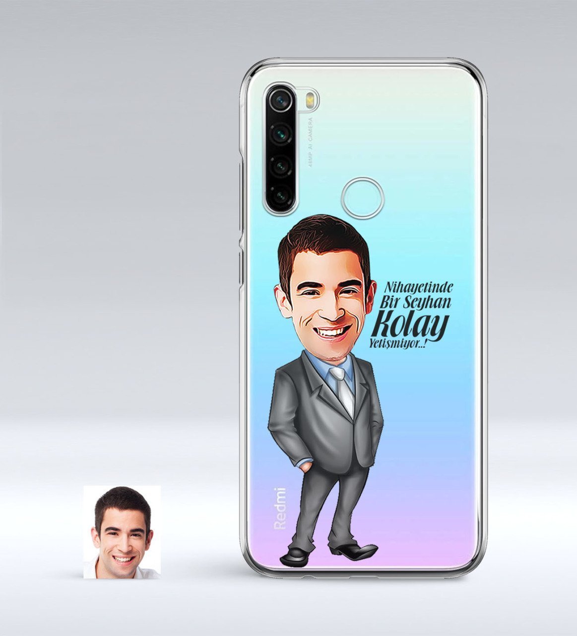Kişiye Özel Erkek Kolay Yetişmiyor Karikatürlü Xiaomi Redmi Note 8 İnce Şeffaf Silikon Telefon Kapağı-1
