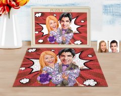 Kişiye Özel Sevgililer Karikatürlü 1000 Parça Profesyonel Puzzle-56