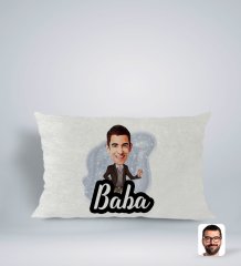 Kişiye Özel Baba Karikatürlü Dikdörtgen Araç Koltuk Yastığı-1