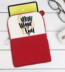 BK Gift Moon Magic & You Tasarımlı Taşınabilir Koruyucu Tablet Kılıfı & Organizer Çanta - Kırmızı-1