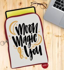 BK Gift Moon Magic & You Tasarımlı Taşınabilir Koruyucu Tablet Kılıfı & Organizer Çanta - Kırmızı-1