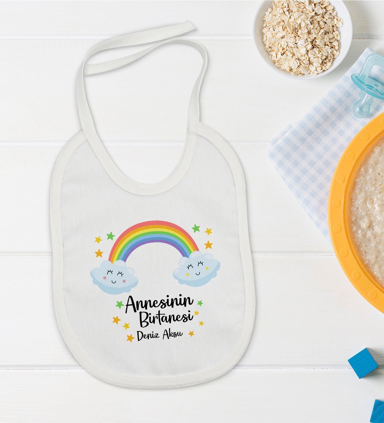 BK Kids Kişiye Özel Annesinin Bir Tanesi Tasarımlı Bebek Mama Önlüğü - Model 1