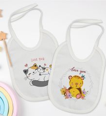 BK Kids I Love You Tasarımlı 2’li Beyaz Mama Önlüğü-1