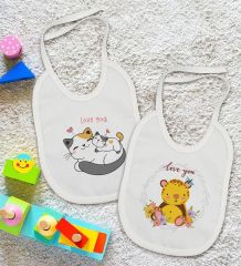 BK Kids I Love You Tasarımlı 2’li Beyaz Mama Önlüğü-1