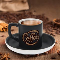 BK Gift Kişiye Özel Coffe Tasarımlı Siyah Renk Türk Kahvesi Fincanı-1, Arkadaşa Hediye, Sevgiliye Hediye, Yıl Dönümü Hediyesi
