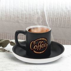 BK Gift Kişiye Özel Coffe Tasarımlı Siyah Renk Türk Kahvesi Fincanı-1, Arkadaşa Hediye, Sevgiliye Hediye, Yıl Dönümü Hediyesi
