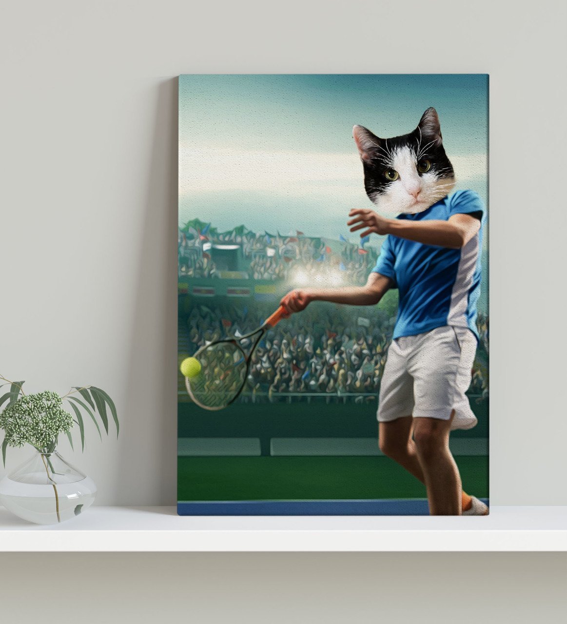 Evcil Dostlara Özel Tenis Oyuncusu Tasarımlı Portre Kanvas Tablo 30x50cm-2