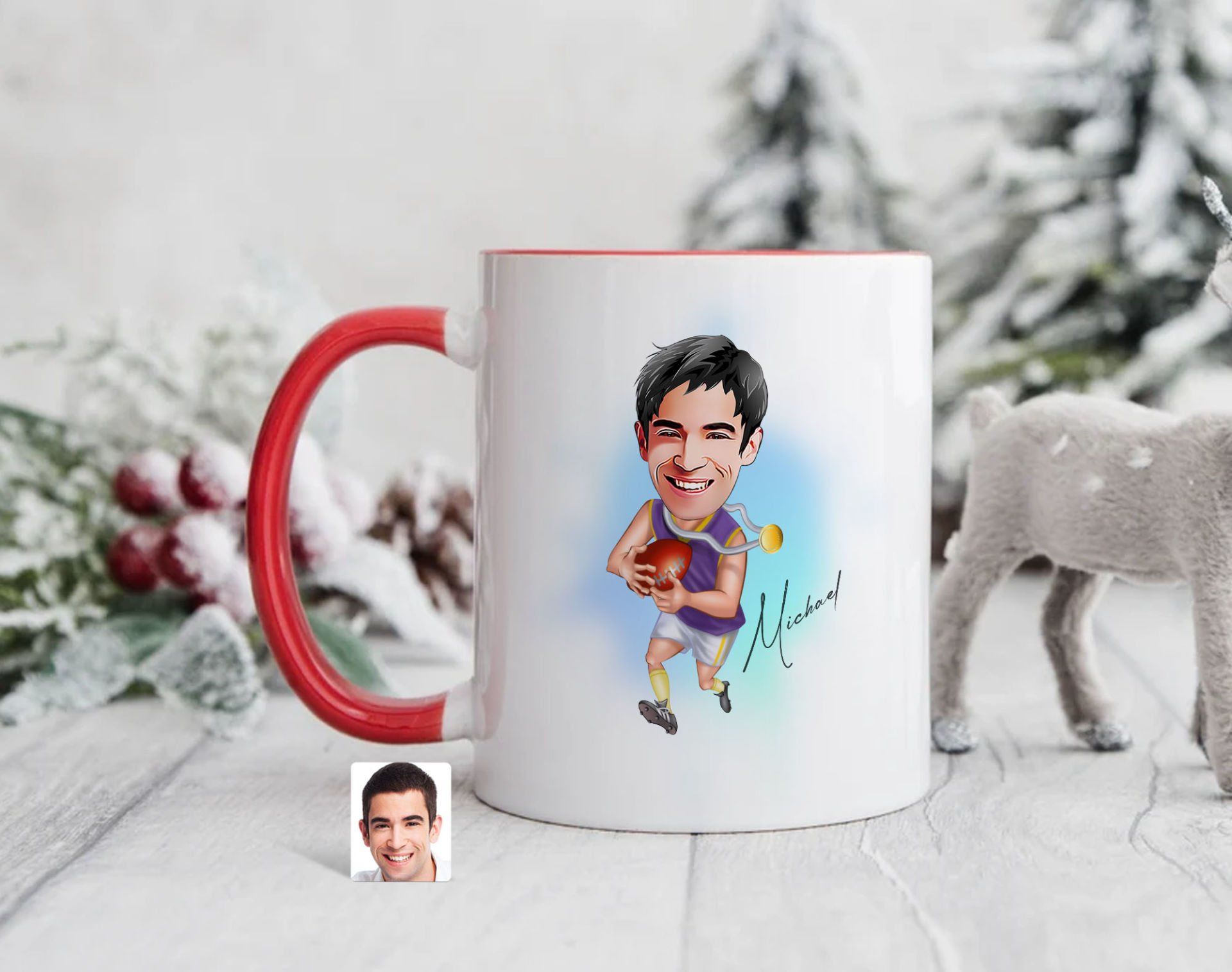 Bk Gift Kişiye Özel Amerikan Futbolcusu Karikatürlü Kırmızı Kupa Bardak-11, Sevgiliye Hediye, Arkadaşa Hediye