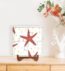 BK Gift Deniz Yıldızı Tasarımlı Ahşap Standlı Puzzle Çerçeve-1