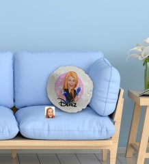 Kişiye Özel İsimli Kadın Güzellik Uzmanı Karikatürlü Yuvarlak Dekoratif Kırlent Yastık-2