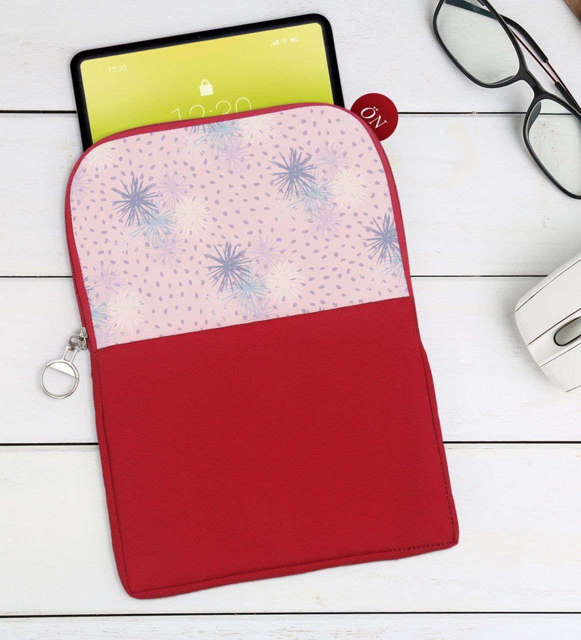 BK Gift Modern Art Tasarımlı Taşınabilir Koruyucu Tablet Kılıfı & Organizer Çanta - Kırmızı-3