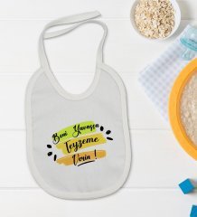 BK Kids Beni Yavaşça Teyzeme Verin Tasarımlı Bebek Body Zıbın ve Mama Önlüğü Hediye Seti - Model 1