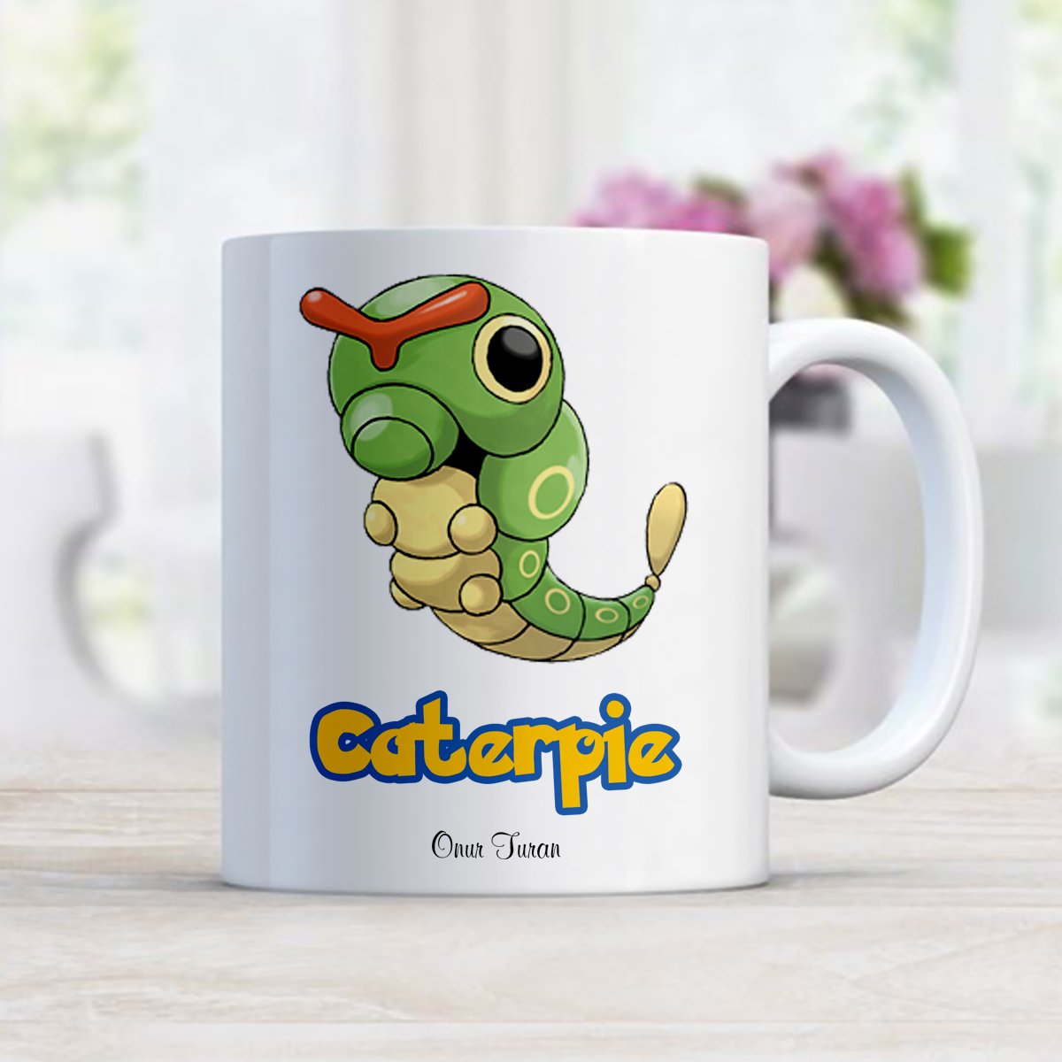 Kişiye Özel Pokemon Caterpie Beyaz Kupa Bardak