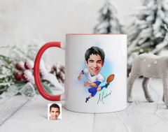 Bk Gift Kişiye Özel Amerikan Futbolcusu Karikatürlü Kırmızı Kupa Bardak-10, Sevgiliye Hediye, Arkadaşa Hediye