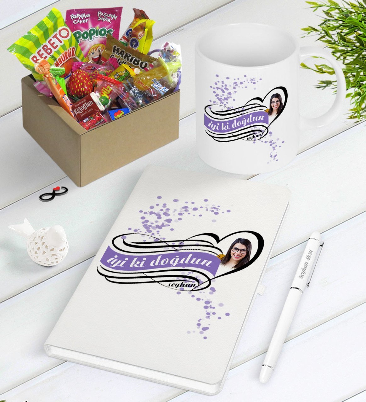 Kişiye Özel İyi ki Doğdun Nostaljik Lezzetler Defter Kalem Kupa Seti-4