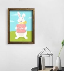BK Gift Paskalya Bayramı Doğal Masif Ahşap Çerçeveli Tablo 30x40cm-4