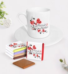 Kişiye Özel Sevgililer Günü Türk Kahvesi Fincanı ve Madlen Çikolata Seti-2