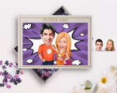 Kişiye Özel Sevgililer Karikatürlü 1000 Parça Profesyonel Puzzle-54