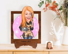 Kişiye Özel Kadın Aşçı Karikatürlü Ahşap Standlı 3D Biblo-2
