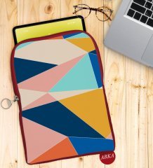 BK Gift Modern Art Tasarımlı Taşınabilir Koruyucu Tablet Kılıfı & Organizer Çanta - Kırmızı-2