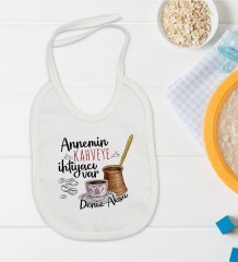 BK Kids Kişiye Özel Annemin Kahveye İhtiyacı Var Tasarımlı Bebek Mama Önlüğü - Model 1