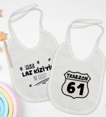 BK Kids Laz Kızı ve Trabzon Tasarımlı 2’li Beyaz Mama Önlüğü-1