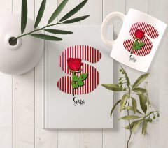 Kişiye Özel Harf Tasarımlı Beyaz Defter ve Kupa Hediye Seti-29