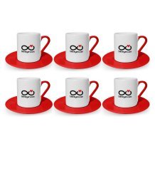 Firmalara Özel Logolu 6'lı Kırmızı Türk Kahvesi Fincanı Takımı