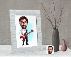 Kişiye Özel Erkek Gitarist Karikatürlü Dekoratif Çerçeve-2