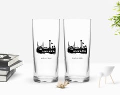 Kişiye Özel Renkli Baskılı Ankara Tasarımlı Turistik İkili Rakı Bardağı Seti-2